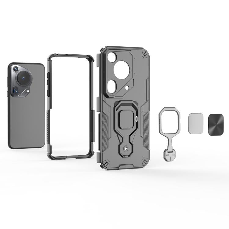For Huawei Pura 70 Ultra Metal Kickstand TPU Hybrid PC Phone Case