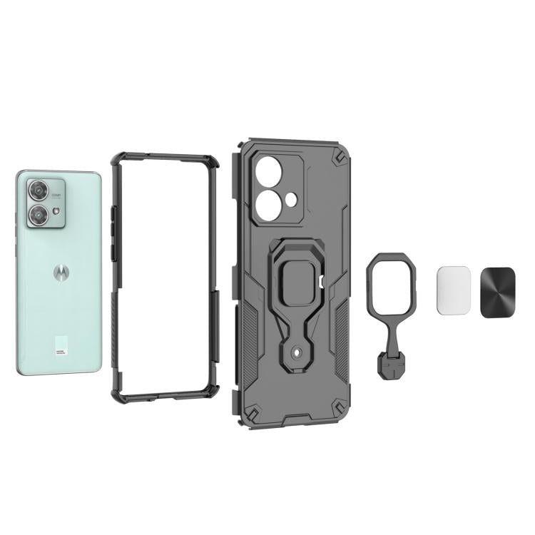 For Motorola Edge 40 Neo Metal Kickstand TPU Hybrid PC Phone Case