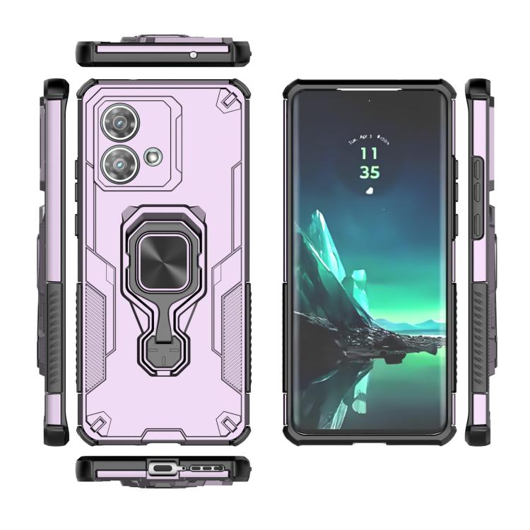 For Motorola Edge 40 Neo Metal Kickstand TPU Hybrid PC Phone Case