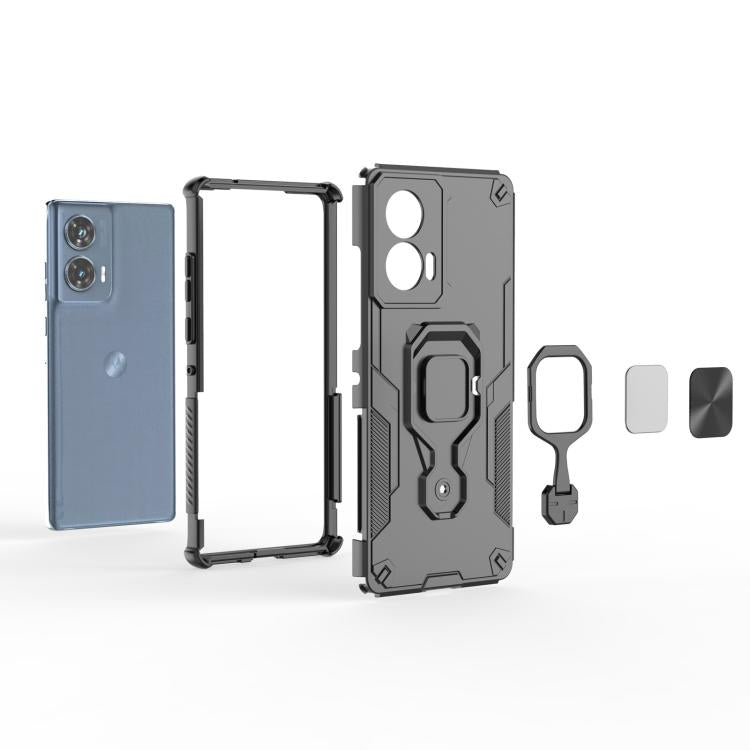For Motorola Edge 50 Fusion Metal Kickstand TPU Hybrid PC Phone Case