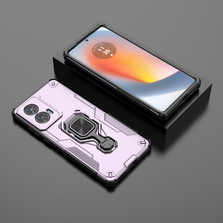 For Motorola Edge 50 Fusion Metal Kickstand TPU Hybrid PC Phone Case