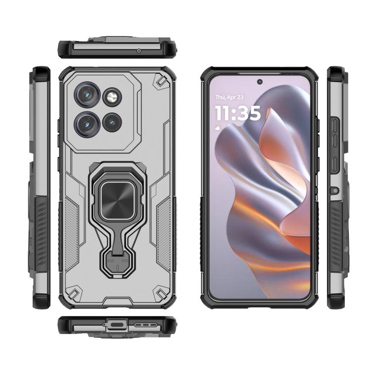 For Motorola Edge 50 Neo Metal Kickstand TPU Hybrid PC Phone Case