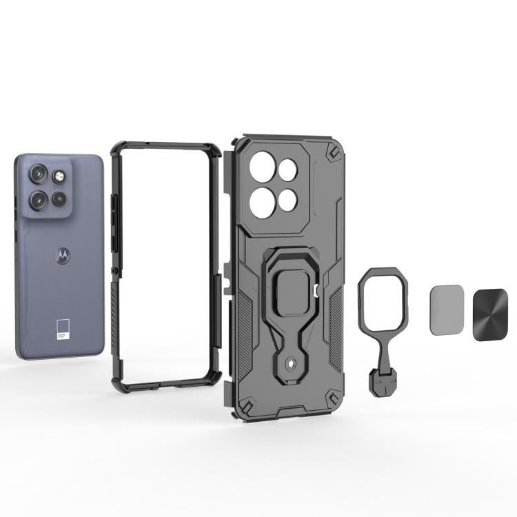 For Motorola Edge 50 Neo Metal Kickstand TPU Hybrid PC Phone Case