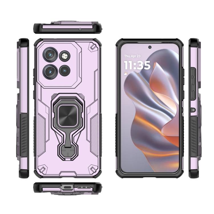 For Motorola Edge 50 Neo Metal Kickstand TPU Hybrid PC Phone Case