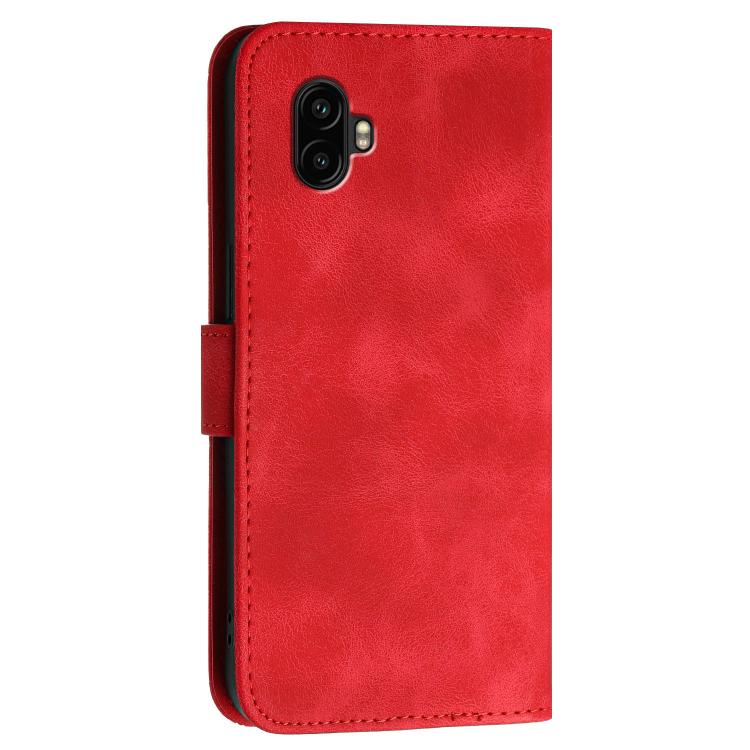 For Samsung Galaxy XCover7 Pro Grid Butterfly Embossed Pattern Leather Phone Case with Lanyard