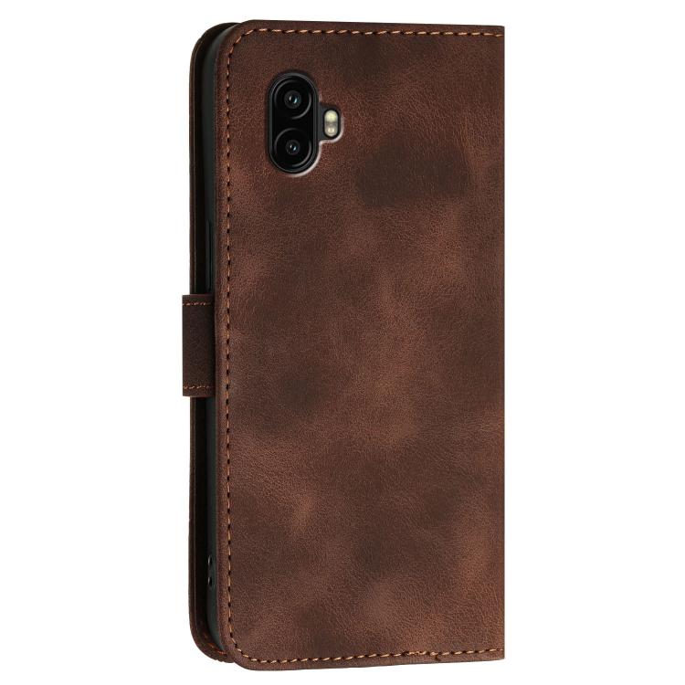 For Samsung Galaxy XCover7 Pro Grid Butterfly Embossed Pattern Leather Phone Case with Lanyard