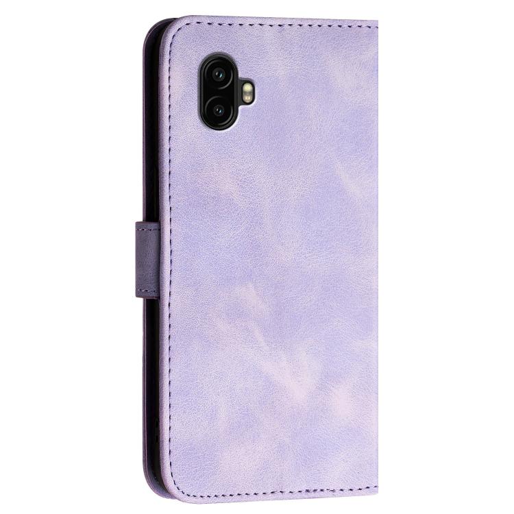 For Samsung Galaxy XCover7 Pro Grid Butterfly Embossed Pattern Leather Phone Case with Lanyard