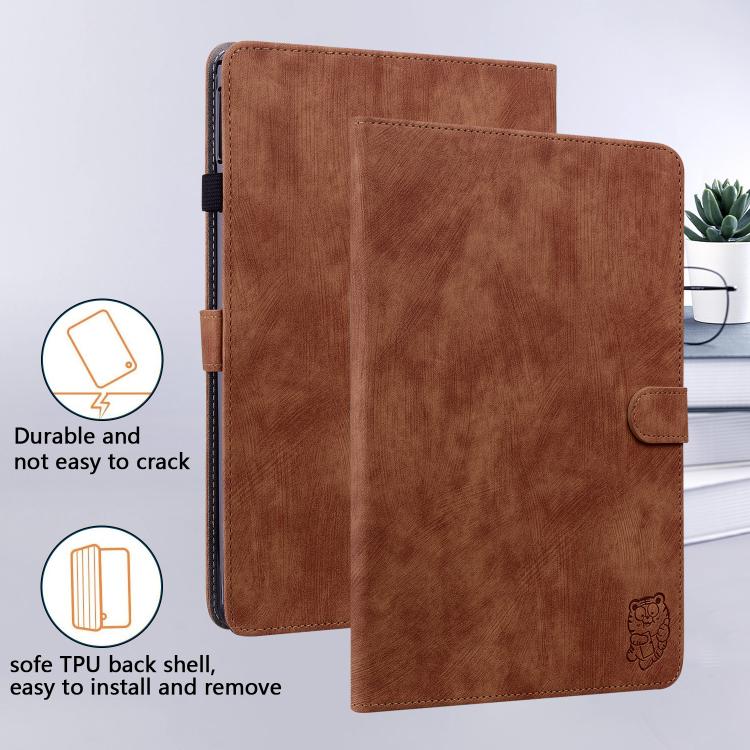 For Honor Pad X9a Embossed Tiger Pattern Leather Tablet Case