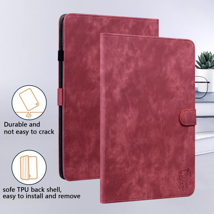 For Honor Pad X9a Embossed Tiger Pattern Leather Tablet Case