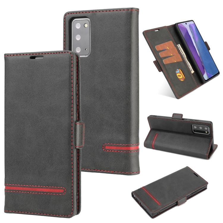 For Samsung Galaxy Note 20 Business Style Line Splicing Horizontal Flip TPU + PU Leather Case with Card Slots & Holder & Wallet