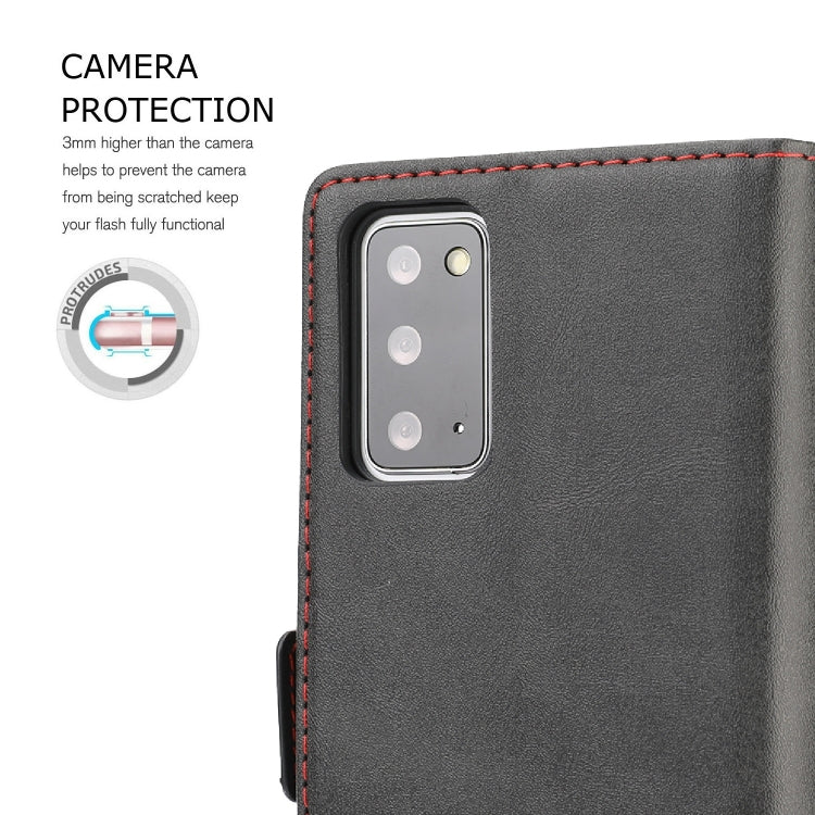 For Samsung Galaxy Note 20 Business Style Line Splicing Horizontal Flip TPU + PU Leather Case with Card Slots & Holder & Wallet
