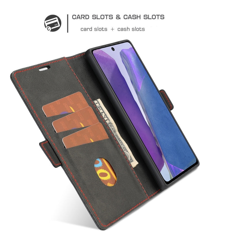 For Samsung Galaxy Note 20 Business Style Line Splicing Horizontal Flip TPU + PU Leather Case with Card Slots & Holder & Wallet