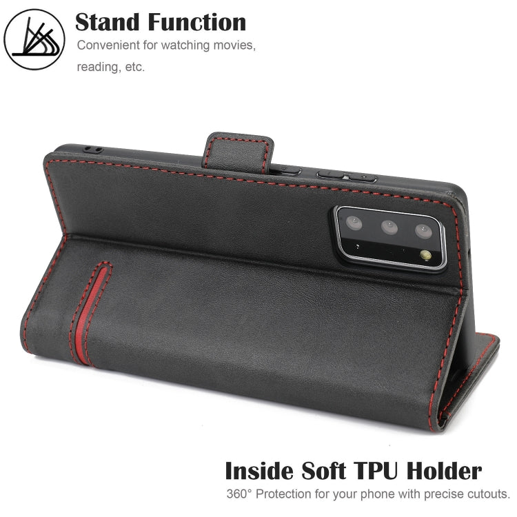 For Samsung Galaxy Note 20 Business Style Line Splicing Horizontal Flip TPU + PU Leather Case with Card Slots & Holder & Wallet