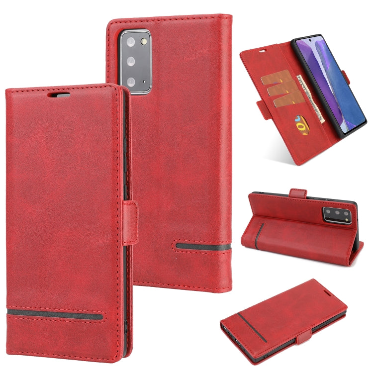 For Samsung Galaxy Note 20 Business Style Line Splicing Horizontal Flip TPU + PU Leather Case with Card Slots & Holder & Wallet