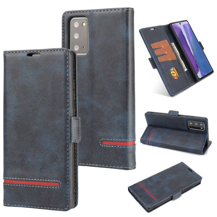 For Samsung Galaxy Note 20 Business Style Line Splicing Horizontal Flip TPU + PU Leather Case with Card Slots & Holder & Wallet