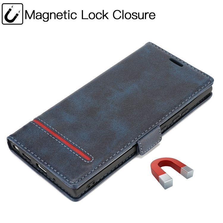 For Samsung Galaxy Note 20 Business Style Line Splicing Horizontal Flip TPU + PU Leather Case with Card Slots & Holder & Wallet