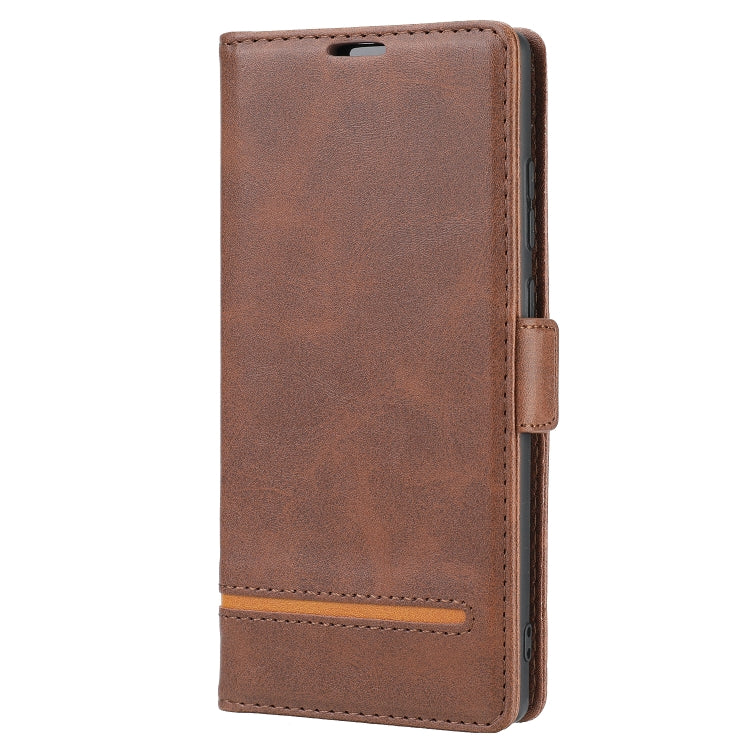 For Samsung Galaxy Note 20 Business Style Line Splicing Horizontal Flip TPU + PU Leather Case with Card Slots & Holder & Wallet