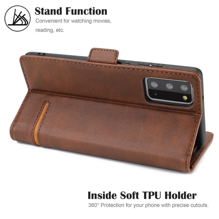 For Samsung Galaxy Note 20 Business Style Line Splicing Horizontal Flip TPU + PU Leather Case with Card Slots & Holder & Wallet