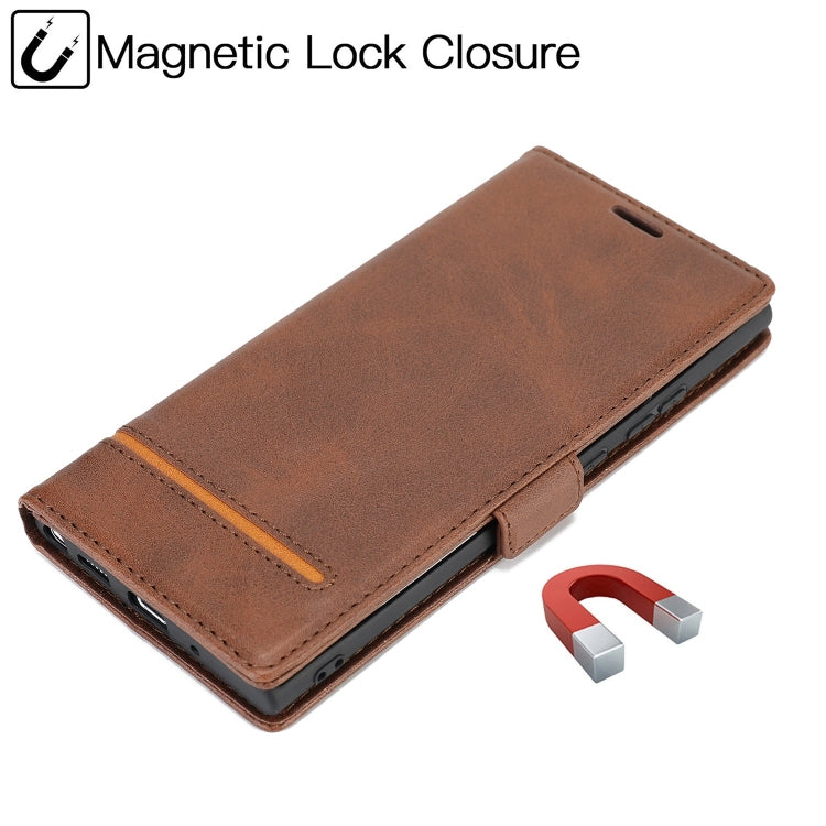 For Samsung Galaxy Note 20 Business Style Line Splicing Horizontal Flip TPU + PU Leather Case with Card Slots & Holder & Wallet