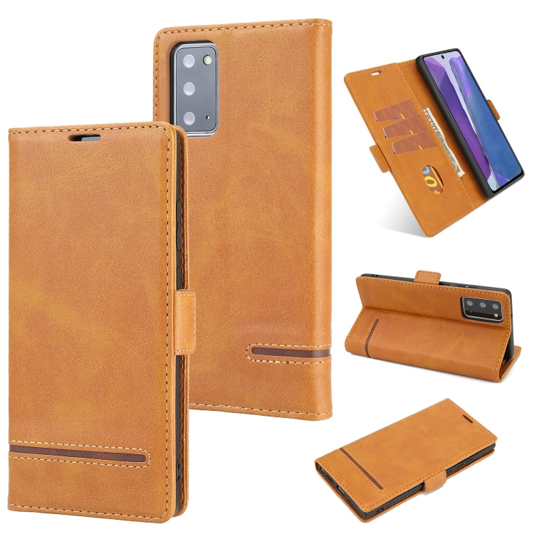 For Samsung Galaxy Note 20 Business Style Line Splicing Horizontal Flip TPU + PU Leather Case with Card Slots & Holder & Wallet