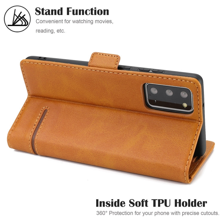 For Samsung Galaxy Note 20 Business Style Line Splicing Horizontal Flip TPU + PU Leather Case with Card Slots & Holder & Wallet