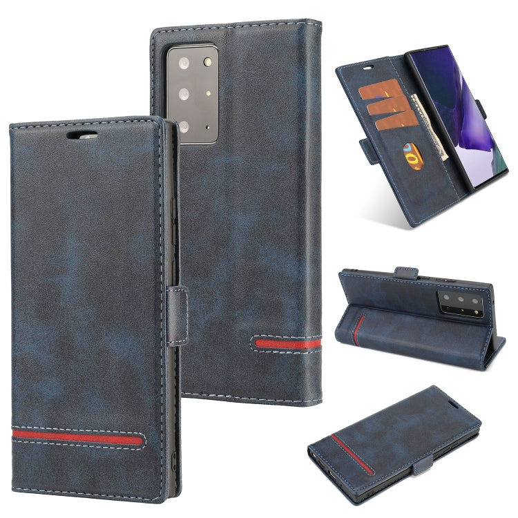 For Samsung Galaxy Note 20 Ultra Business Style Line Splicing Horizontal Flip TPU + PU Leather Case with Card Slots & Holder & Wallet