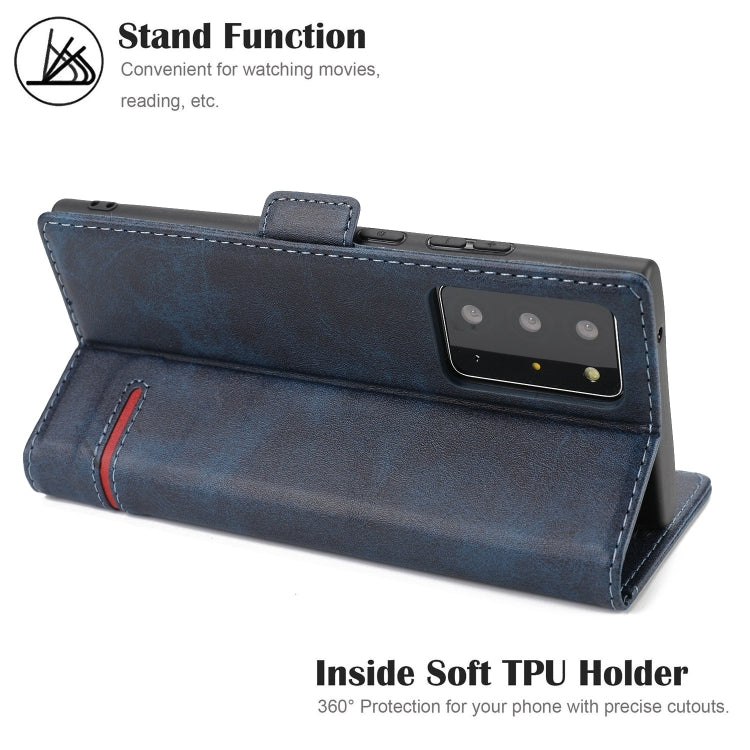 For Samsung Galaxy Note 20 Ultra Business Style Line Splicing Horizontal Flip TPU + PU Leather Case with Card Slots & Holder & Wallet