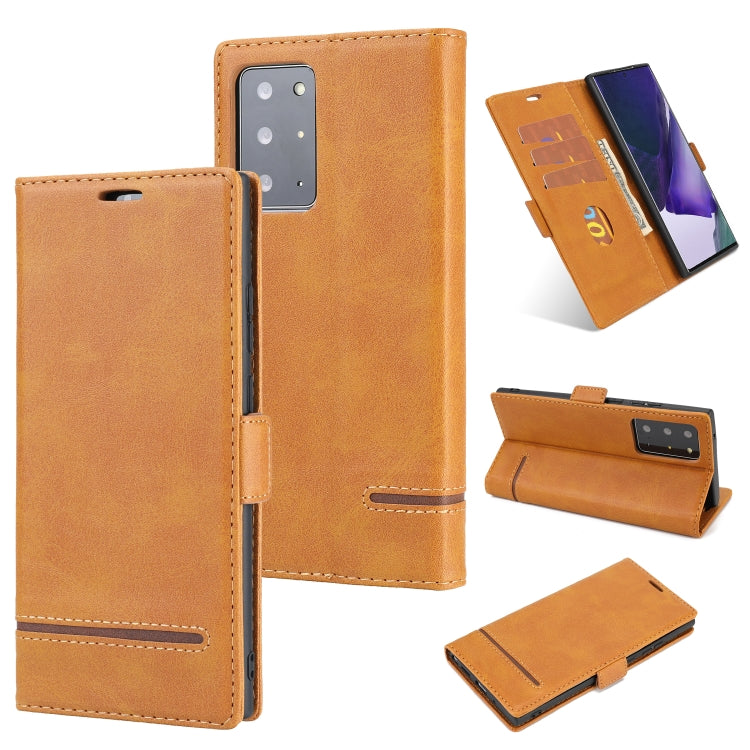 For Samsung Galaxy Note 20 Ultra Business Style Line Splicing Horizontal Flip TPU + PU Leather Case with Card Slots & Holder & Wallet
