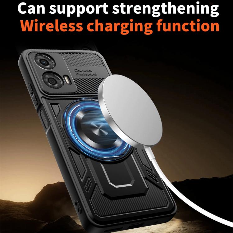 For Motorola Moto G34 Armor Rotating Holder MagSafe Phone Case