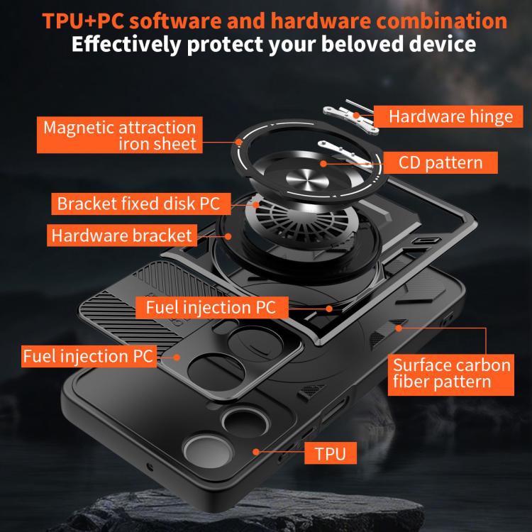 For Motorola Moto G34 Armor Rotating Holder MagSafe Phone Case