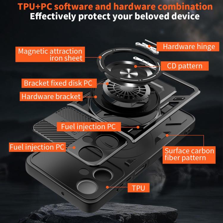 For Motorola Moto G54 Armor Rotating Holder MagSafe Phone Case