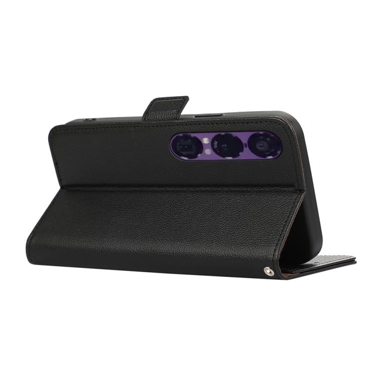 For Sony Xperia 1 VII ABEEL Side-Magnetic Litchi Pattern Leather RFID Phone Case