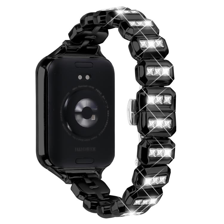For Xiaomi Mi Band 8 Pro / Redmi Watch 4 Small Square Diamonds Butterfly Buckle Metal Watch Band