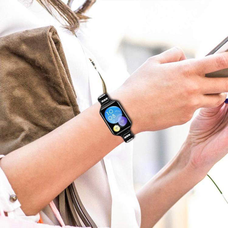For Xiaomi Mi Band 8 Pro / Redmi Watch 4 Small Square Diamonds Butterfly Buckle Metal Watch Band