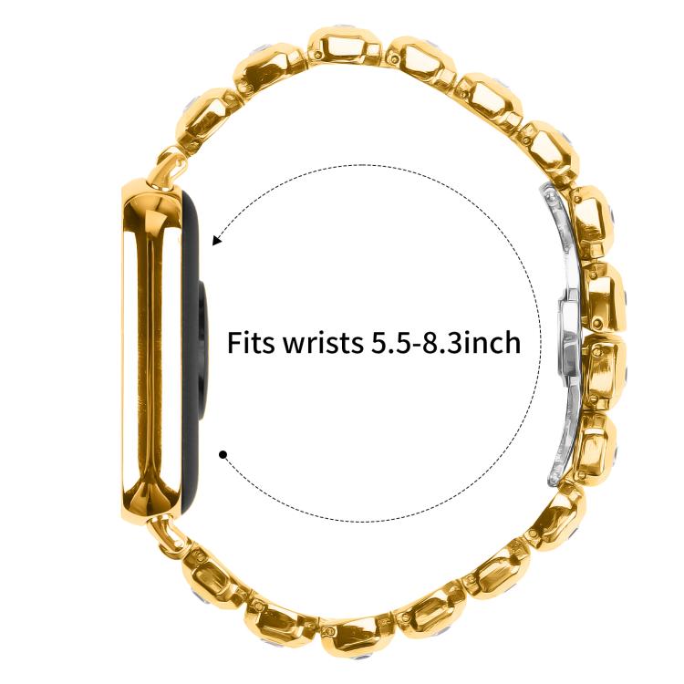 For Xiaomi Mi Band 8 Pro / Redmi Watch 4 Small Square Diamonds Butterfly Buckle Metal Watch Band