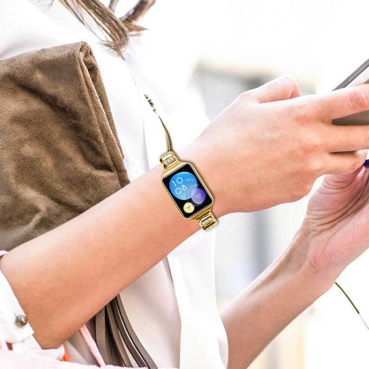 For Xiaomi Mi Band 8 Pro / Redmi Watch 4 Small Square Diamonds Butterfly Buckle Metal Watch Band