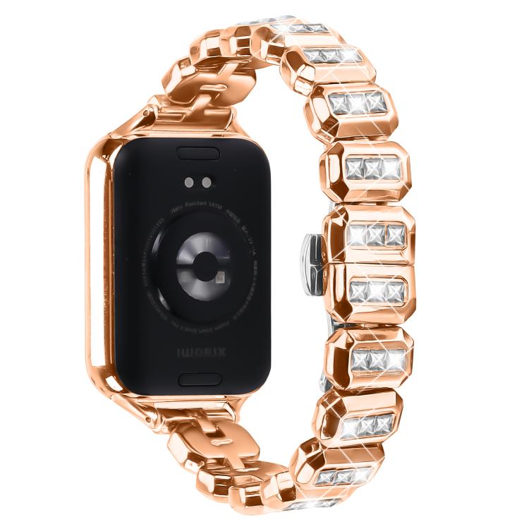 For Xiaomi Mi Band 8 Pro / Redmi Watch 4 Small Square Diamonds Butterfly Buckle Metal Watch Band