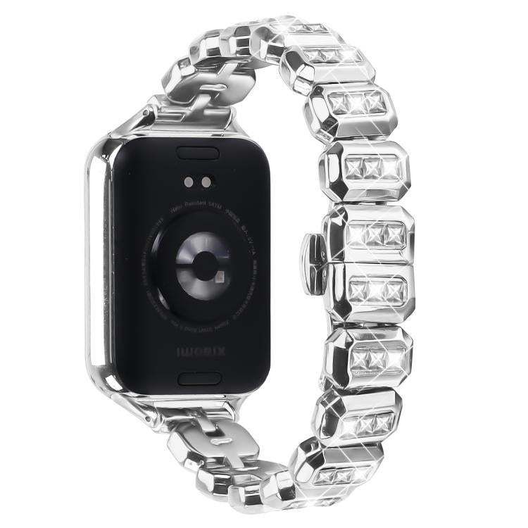 For Xiaomi Mi Band 8 Pro / Redmi Watch 4 Small Square Diamonds Butterfly Buckle Metal Watch Band