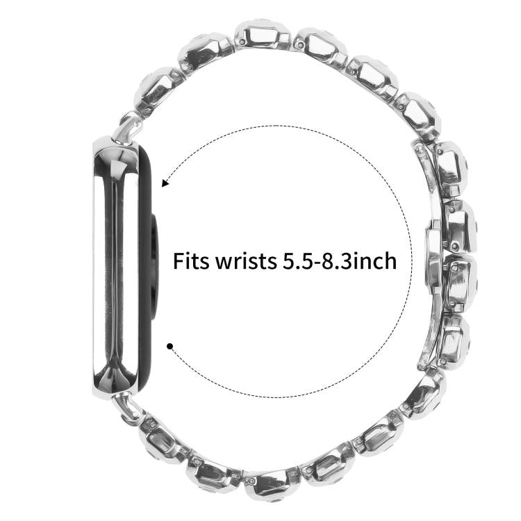 For Xiaomi Mi Band 8 Pro / Redmi Watch 4 Small Square Diamonds Butterfly Buckle Metal Watch Band