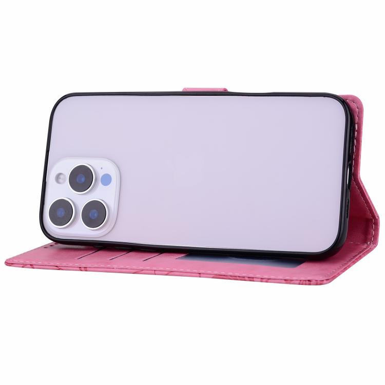 For iPhone 16 Embossed Floral Pattern Leather Phone Case