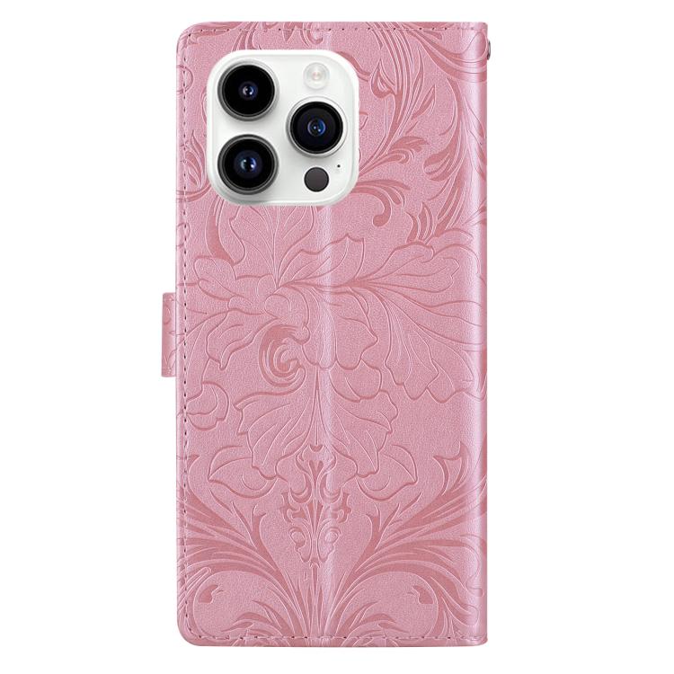 For iPhone 15 Pro Embossed Floral Pattern Leather Phone Case