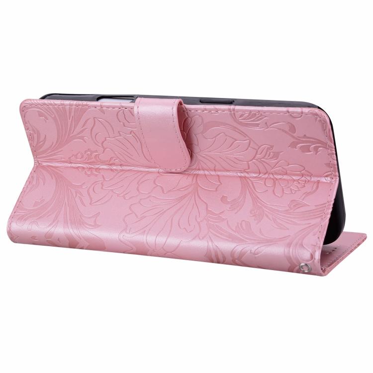 For iPhone 15 Pro Embossed Floral Pattern Leather Phone Case