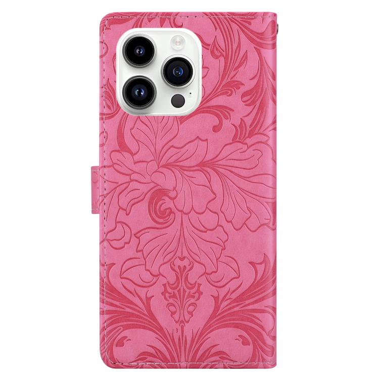 For iPhone 15 Pro Embossed Floral Pattern Leather Phone Case