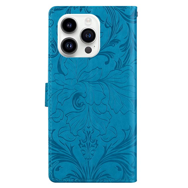 For iPhone 15 Pro Embossed Floral Pattern Leather Phone Case