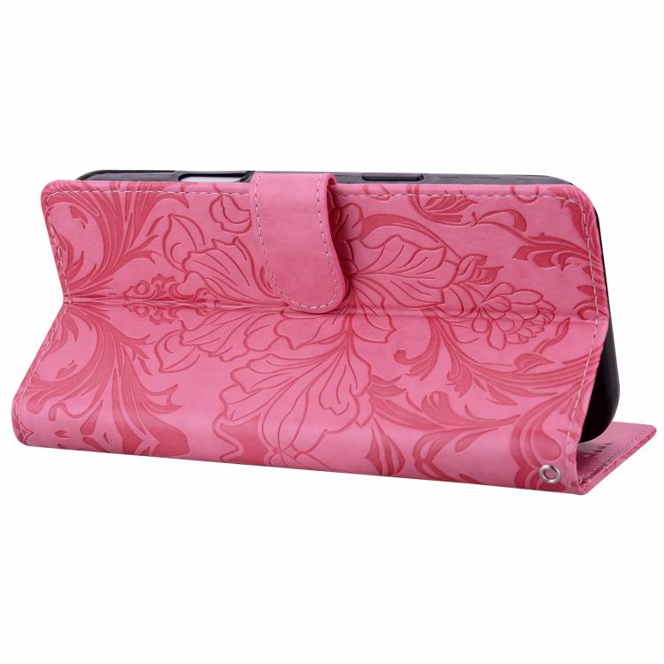 For iPhone 15 Pro Max Embossed Floral Pattern Leather Phone Case