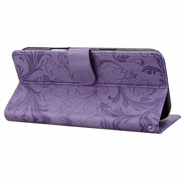 For iPhone 15 Pro Max Embossed Floral Pattern Leather Phone Case