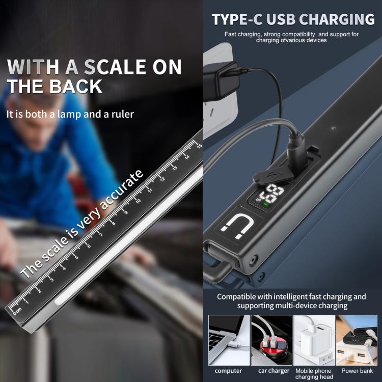W09 Multifunctional Folding Pen Lamp LED Outdoor Work Flashlight - Black