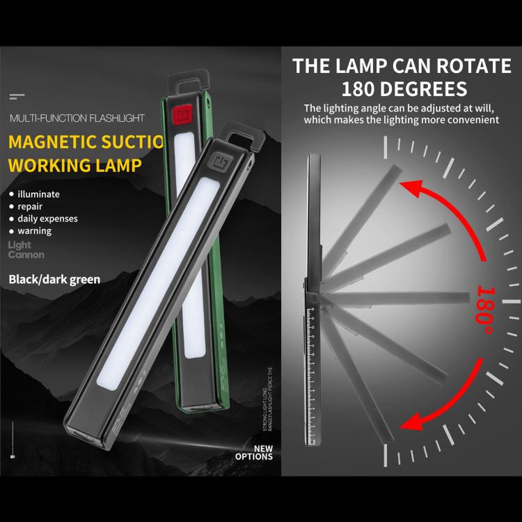 W09 Multifunctional Folding Pen Lamp LED Outdoor Work Flashlight - Black