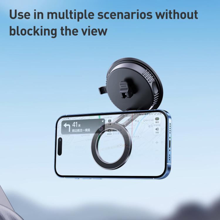 Car MagSafe Magnetic Vacuum Suction Cup Phone Holder - Black