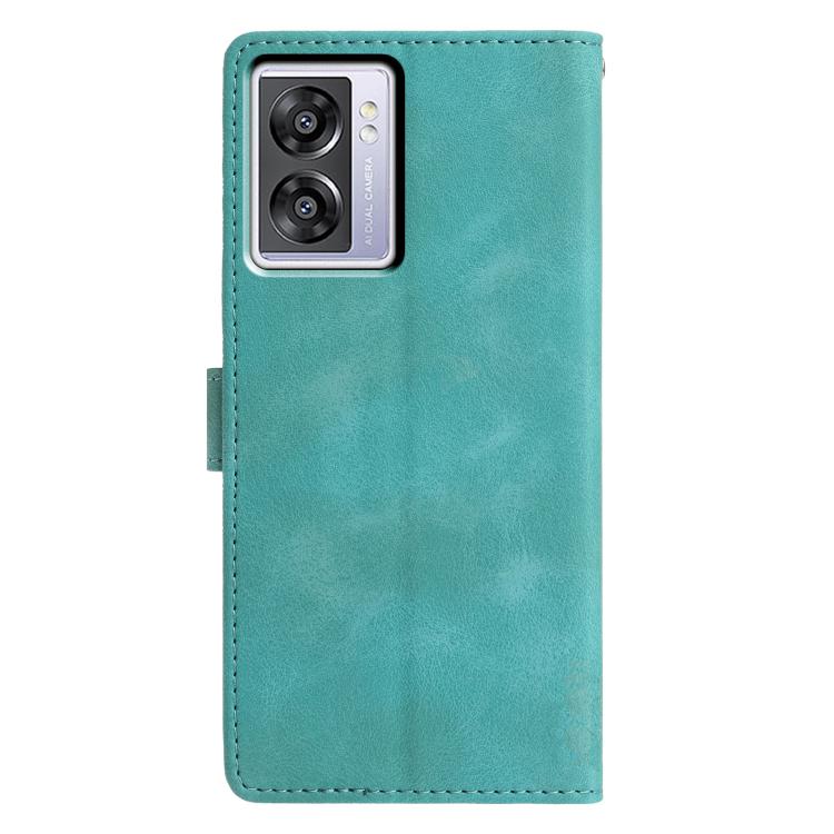 For OPPO A57 / A77 5G Triangles Embossed Leather Phone Case
